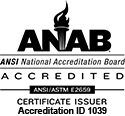 ANAB ANSI National Accreditation Board Accredited - ANSI/ASTM E2659 - Certificate Issuer - Accreditation ID 1039